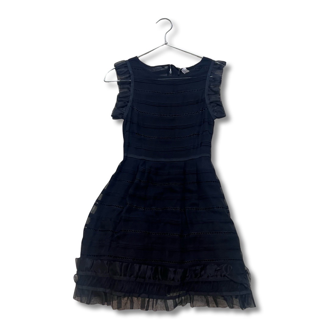 RED VALENTINO レッド ヴァレンティノ 未使用 シルク シースルー フリル ワンピース ドレス ブラック size 40 タグ付き【中古】【鑑定済み】【送料無料】