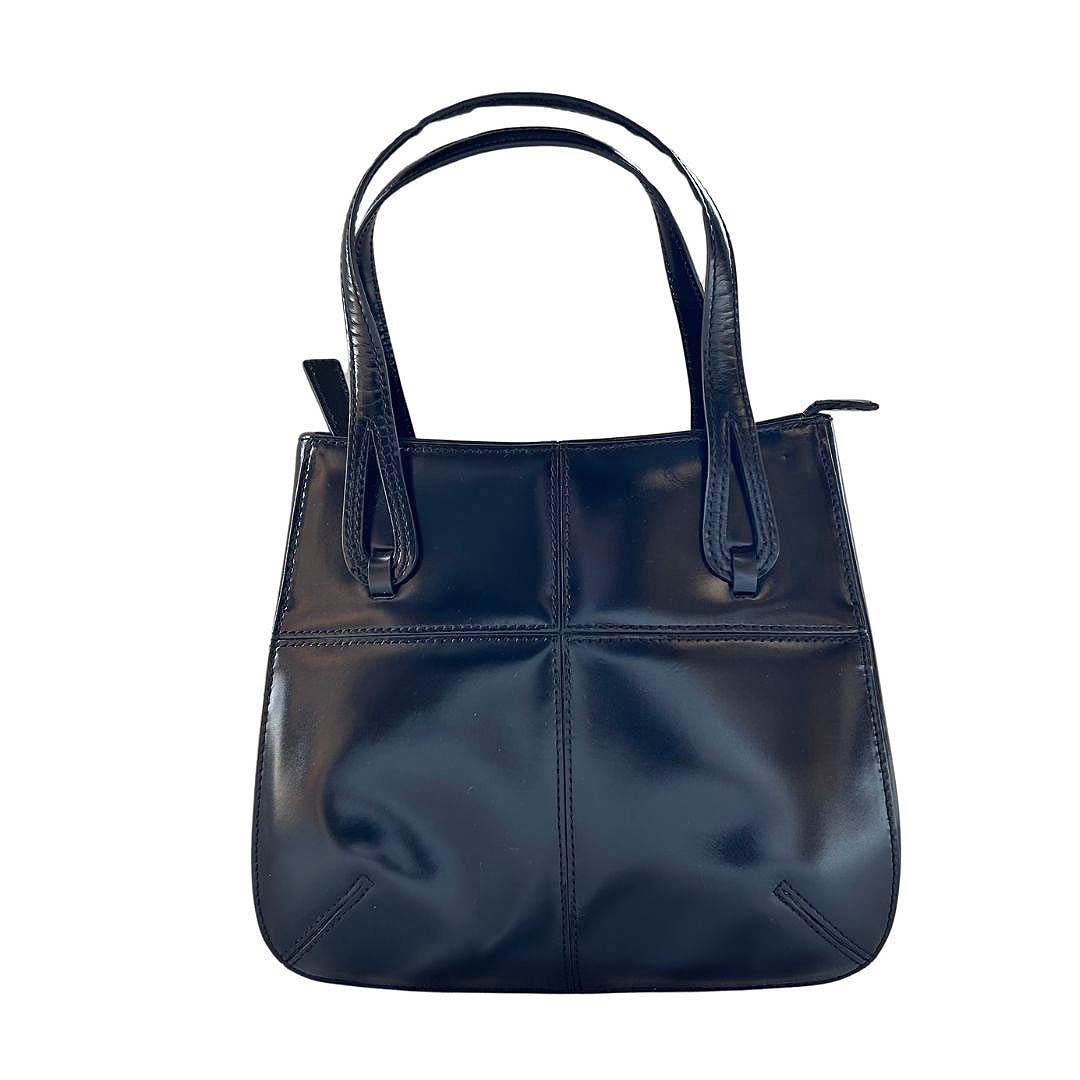 marie claire マリクレール レザー 2ハンドル ブラック シルバー金具 ハンドバッグ レディス【中古】【鑑定済み】【送料無料】