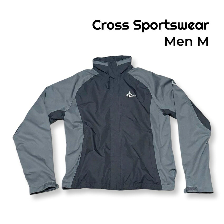 Cross Sportswear クロススポーツウエア ジップアップ ウインドブレーカー Mサイズ スポーツ ブラック グレー メンズ【中古】【鑑定済み】【送料無料】