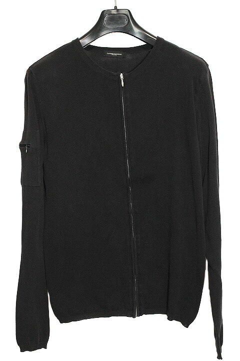 CoSTUME NATIONAL HOMME コスチューム ナショナル オム メンズ ジップアップ ノーカラー 長袖 ニット カーディガン ブラック Mサイズ イタリア製【中古】【鑑定済み】【送料無料】