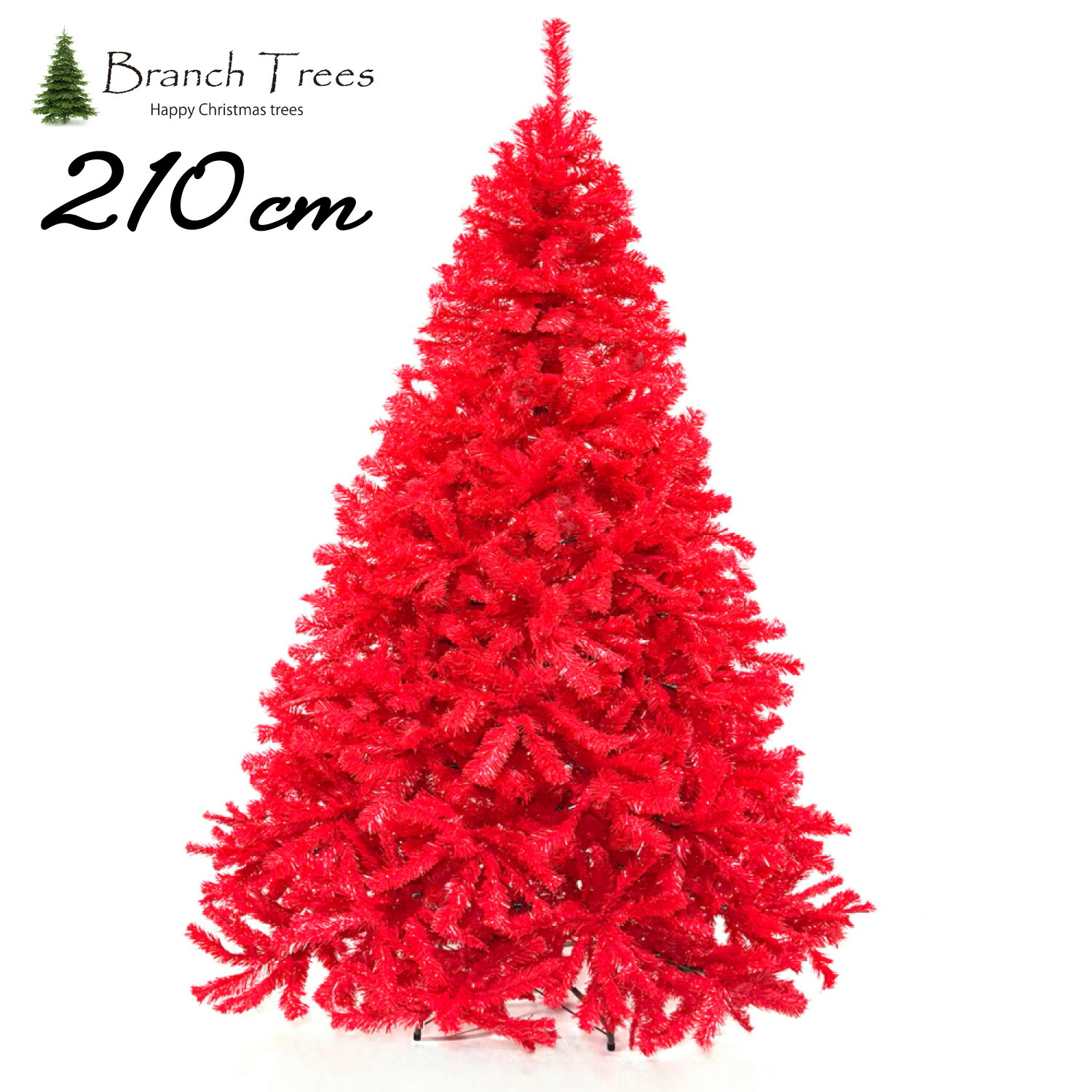 Branch Trees・・ 最高級 クリスマスツリー レッド 210cm JR 濃密度で見栄えの良い 赤色のツリー 2ｍ