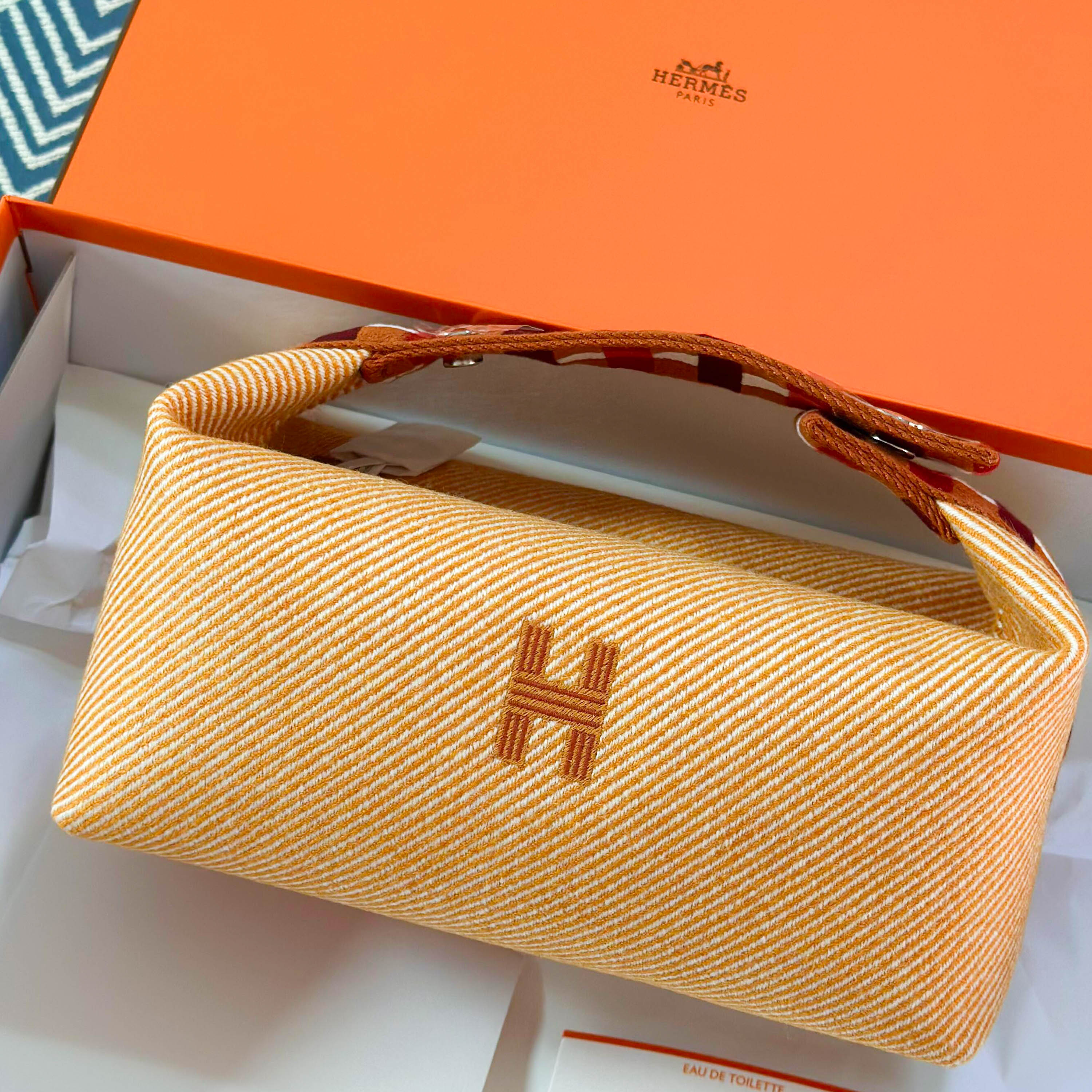 【新品】HERMES エルメス エルメス ブリッド・ア・ブラック・オ・カレ PM フォーヴ オレンジ コットン ウール バッグ ハンドバッグ レディース ユニセックス
