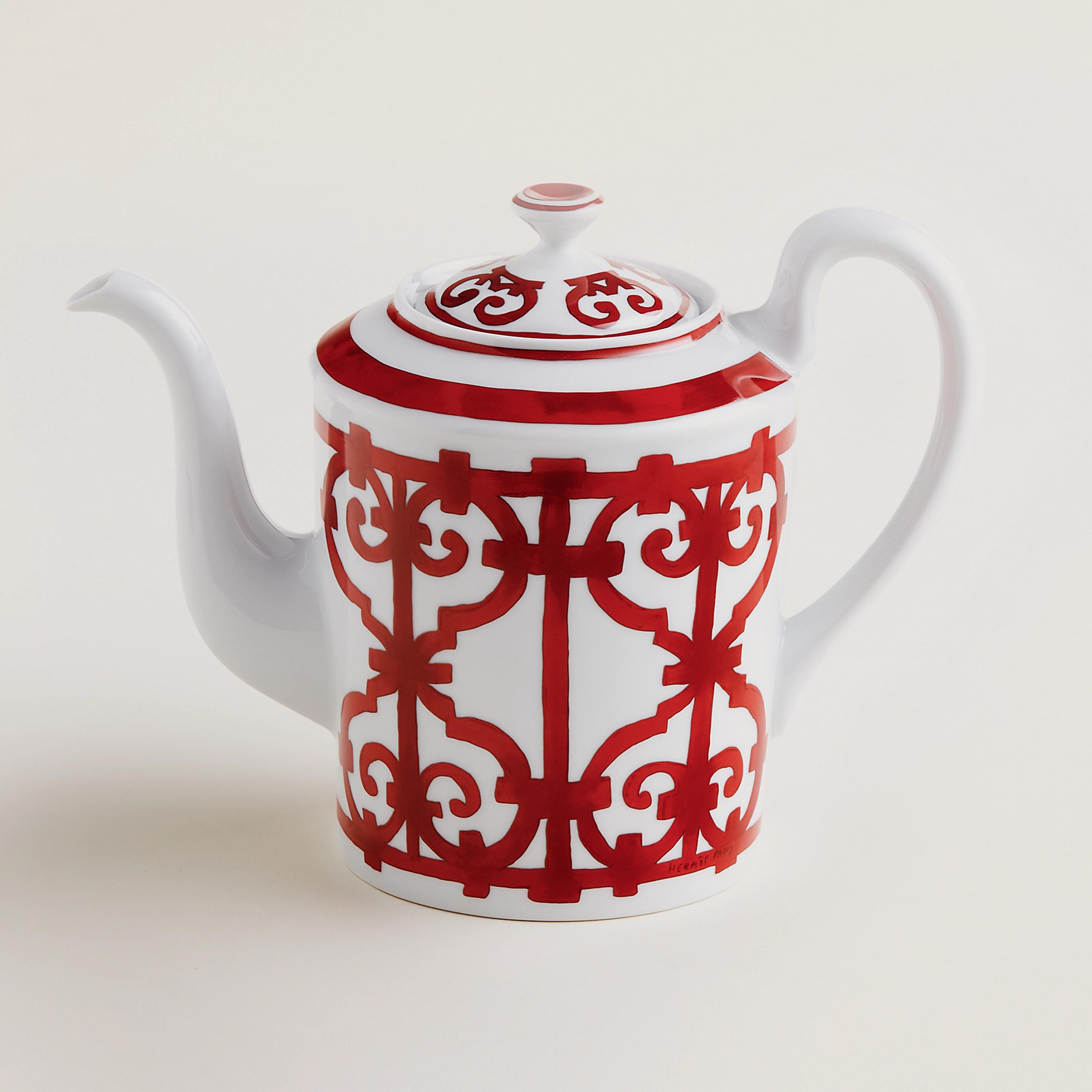 【新品同様・未使用】HERMES エルメス ポット 〈ガダルキヴィール〉 ホワイト レッド 装飾 磁器 陶器 食器｜Brand Adagio 56,340円