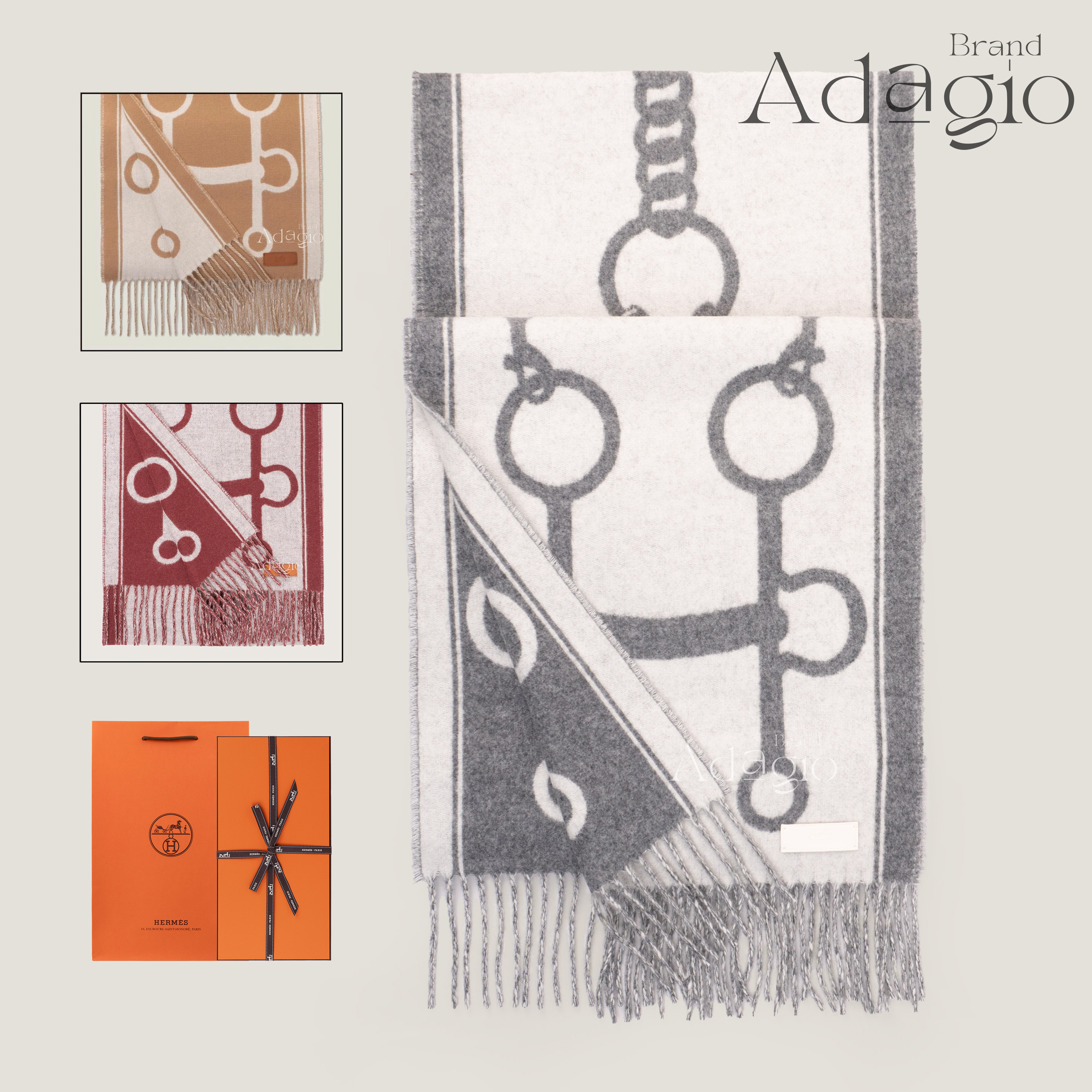 楽天市場】【未使用品】 エルメス マフラー カザック バンド ドゥ レポ