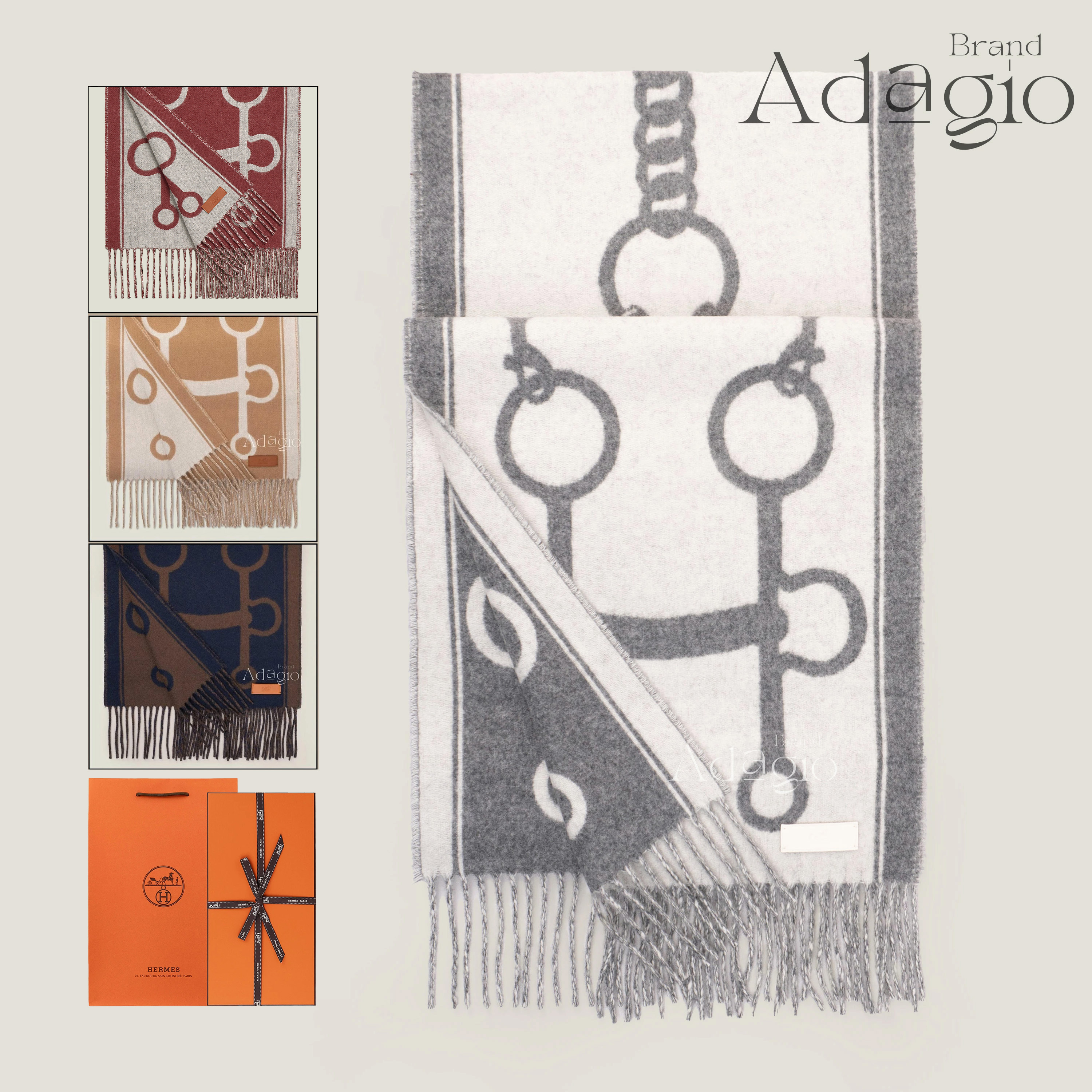 楽天市場】【未使用品】 エルメス マフラー カザック バンド ドゥ レポ