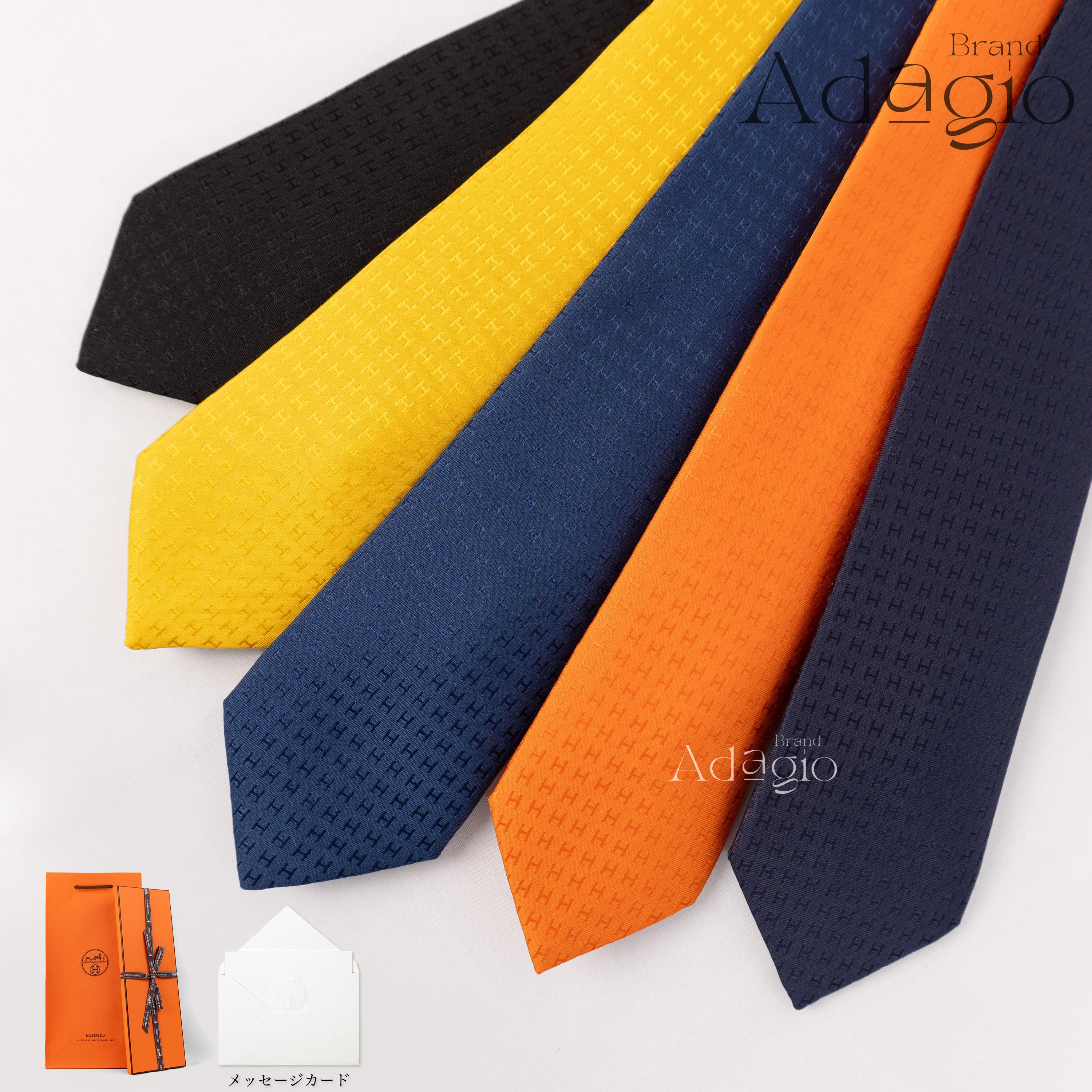 HERMES エルメス　ネクタイ　H柄　ファソネ　総柄　オレンジ 楽天市場】【新品】エルメス HERMES ネクタイ H織りタイ 8 cm