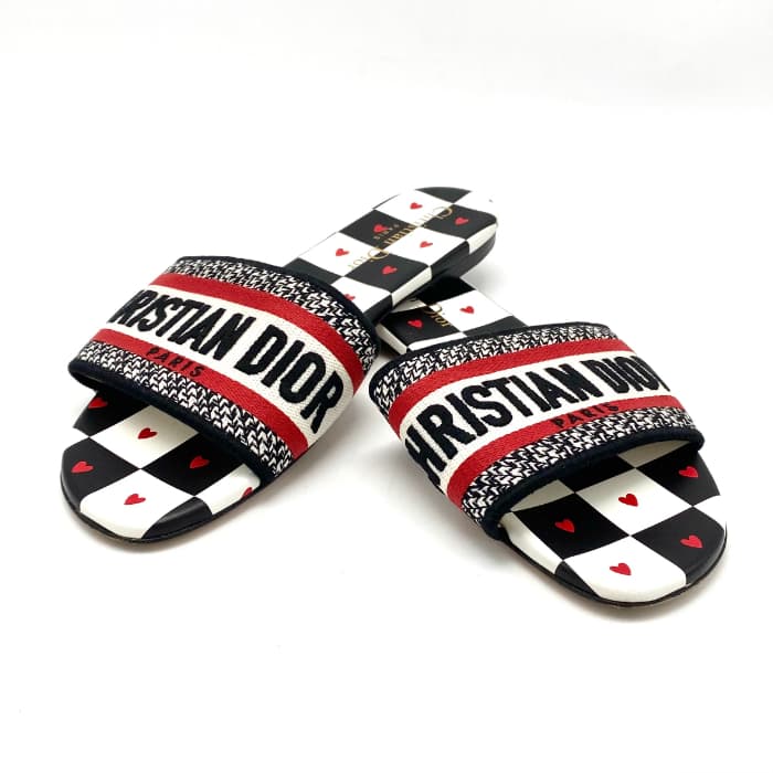 【中古】極美品 Christian Dior クリスチャン ディオール ハート 市松模様 サンダル dD07158M|ブランドビリオン