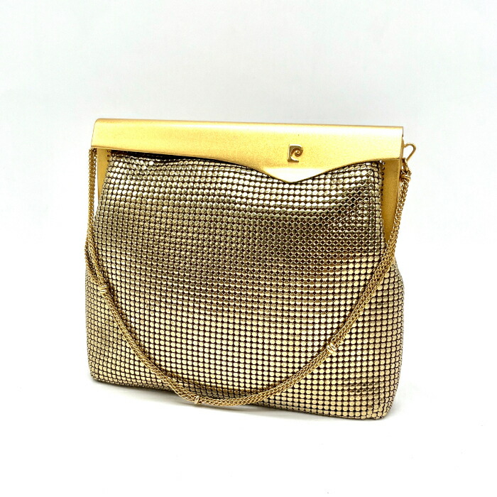 【中古】良品 PIERRE CARDIN ピエール カルダン ロゴ がま口 ゴールド チェーン ハンド バッグ eY0492N｜ブランドビリオン