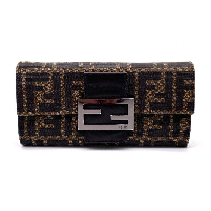 Fendi ズッカ 二つ折り財布 AV16850 ブラウン キャンバス×レザー Fendi ズッカ 二つ折り財布 AV16850 ブラウン キャンバス×レザー