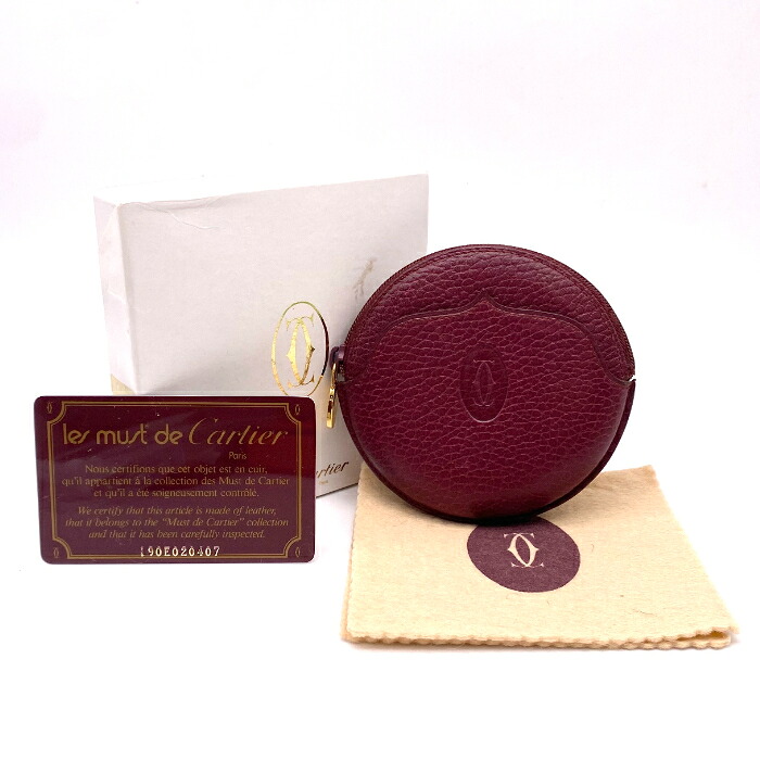 【中古】美品 Cartier カルティエ 船檣伝達ルート なめし革 コインケース eH0932A