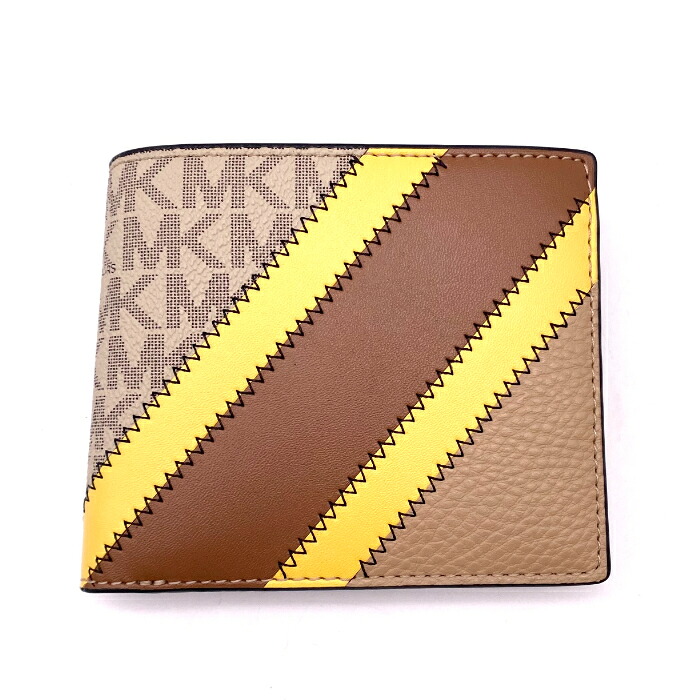 【中古】美品 MICHAEL KOSE マイケルコース モノグラム 未使用品 レザー 二つ折り 財布 eH0673A｜ブランドビリオン