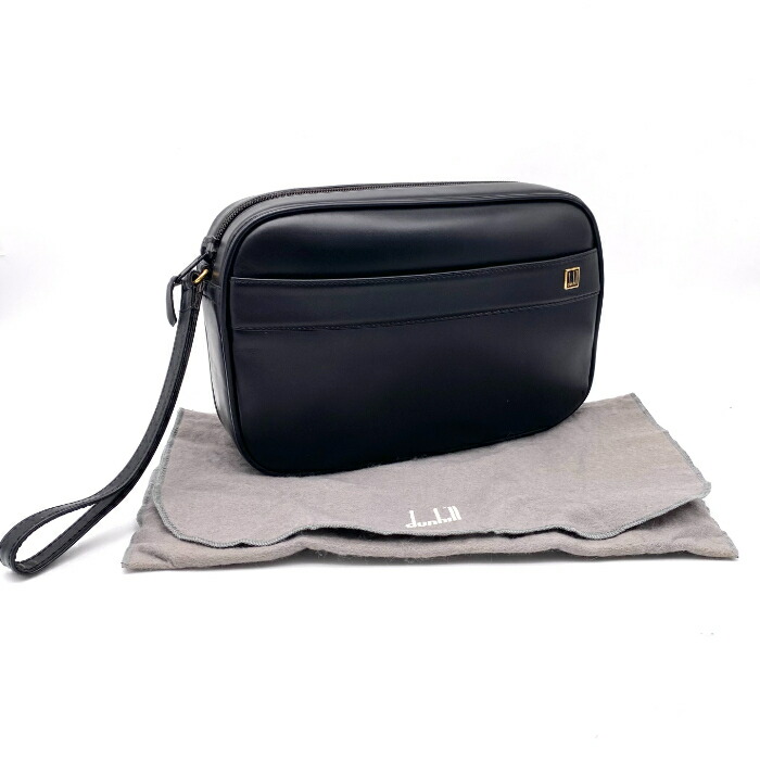 楽天市場】【美品】ダンヒル dunhill クラッチバッグ ネイビー系x