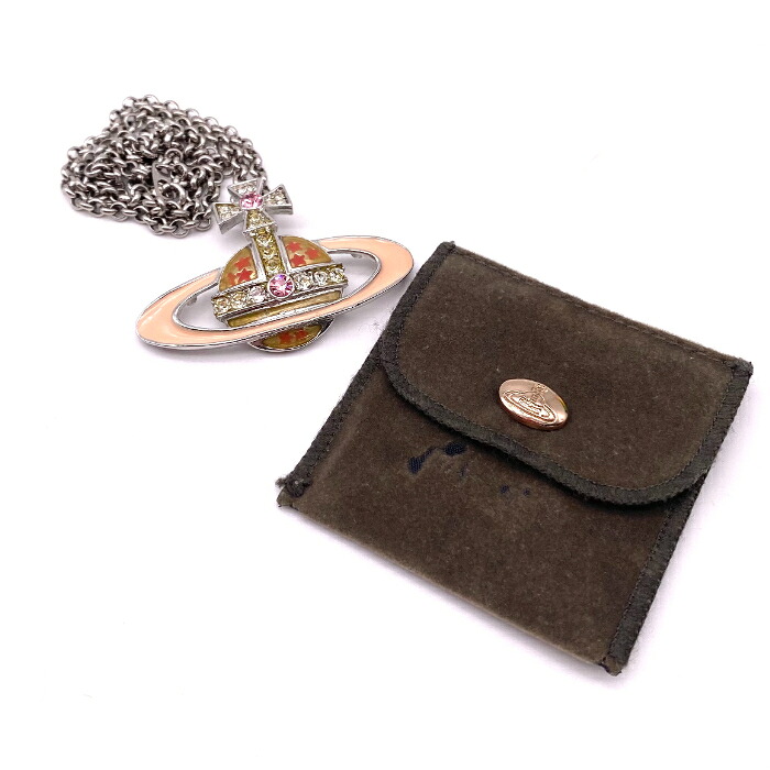 【中古】美品 Vivienne Westwood ヴィヴィアン ウエストウッド ネオバスリーフ ラインストーン シルバー ネックレス eY0810A｜ブランドビリオン
