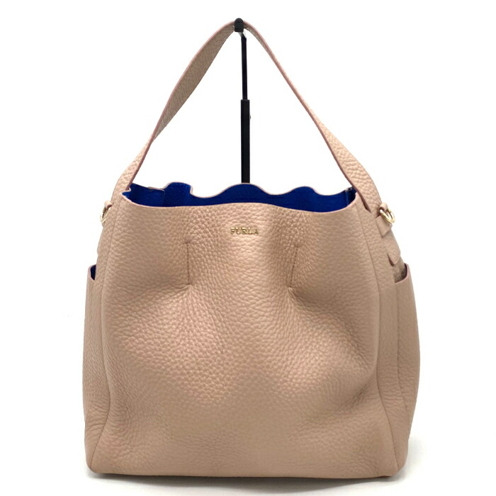 【中古】良品 FURLA フルラ ロゴ バイカラー レザー ワン ショルダー バッグ eY0912A