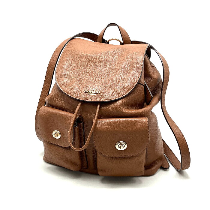 【中古】美品 COACH コーチ ロゴ ターンロック レザー リュック サック fH0155N｜ブランドビリオン