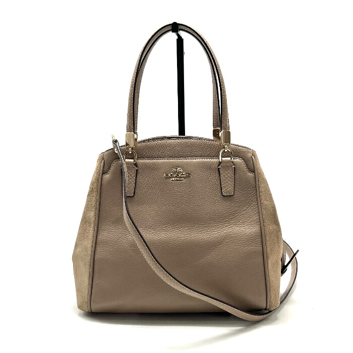 【中古】良品 COACH コーチ ロゴ 2way スエード レザー ハンド ショルダー バッグ fH1251N