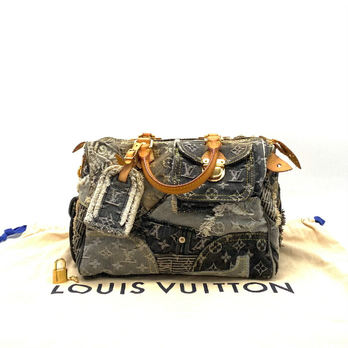【中古】良品 LOUIS VUITTON ヴィトン スピーディ パッチワーク デニムハンド バッグ TH 1087 fY03160A