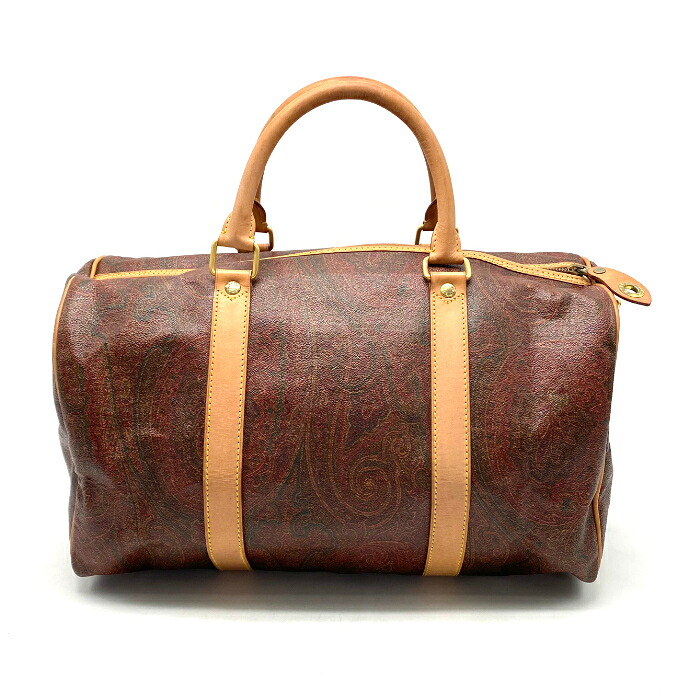 【中古】ETRO エトロ ペイズリー レザー ハンド ボストン バッグ fY11244A