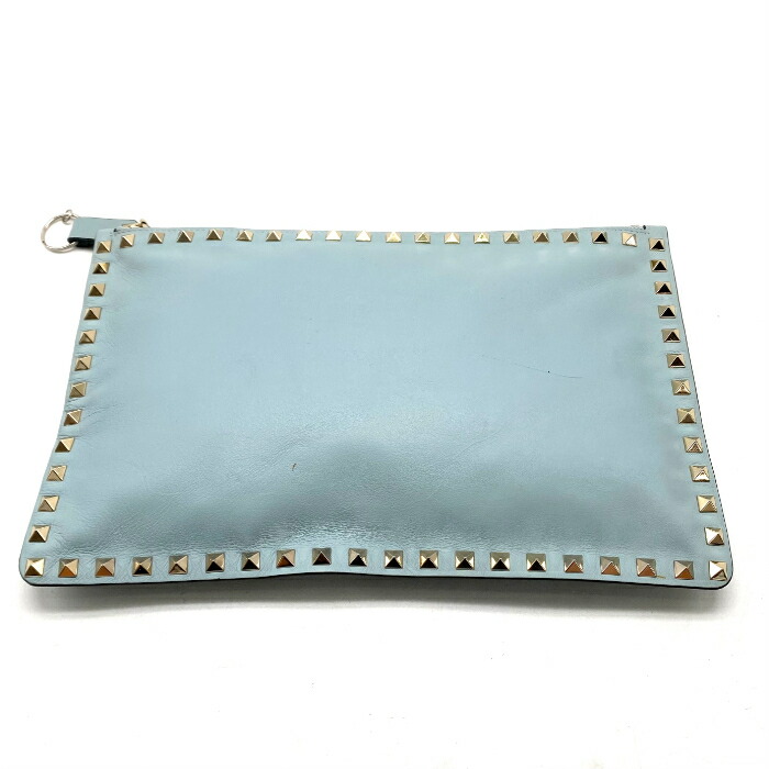 【中古】VALENTINO ヴァレンティノ ロゴタイプ スタッズ なめし革 クラッチペダル 御徒面子 fY11245A