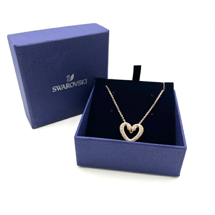 【中古】良品 SWAROVSKI スワロフスキー ハート ビジュー ゴールド ネックレス fY11351N｜ブランドビリオン