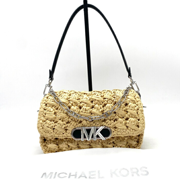 【中古】良品 MICHAEL KORS マイケル教科課程 パーカー 並み並み ウーブン ラフィア チェーン店 御手々 肩先 御徒面子  ｆH04156N