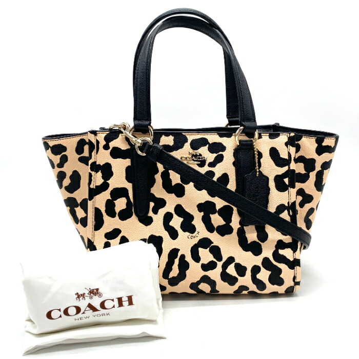 【中古】良品 COACH コーチレオパード 2way レザーハンド ショルダー バッグ fH0441N|ブランドビリオン