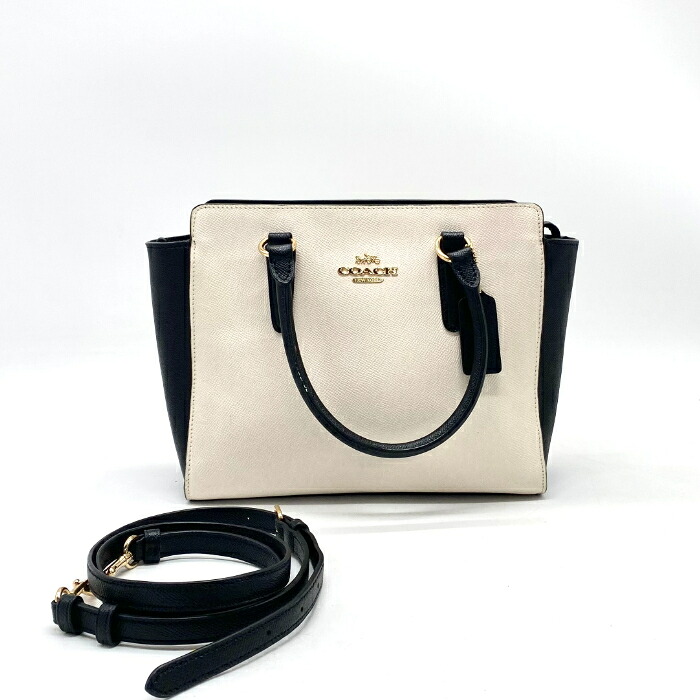 【中古】良品 COACH コーチバイカラー ロゴ 2way レザーハンド ショルダー バッグ fH0641A｜ブランドビリオン