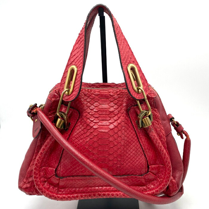 【中古】良品 Chloe クロエ パラティ パイソン 御手々 肩先 御徒面子 fY04197N