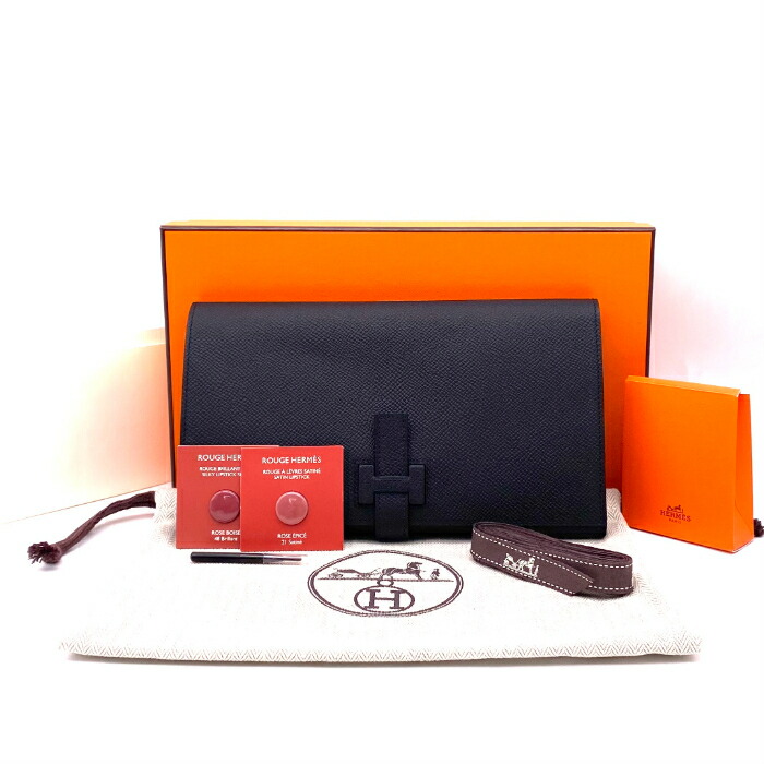 【中古】新古品 HERMES エルメス ニュー H パッサン ヴォーエプソン クラッチ バッグ 2つ折り 長財布 G刻印 fY05323A|ブランドビリオン