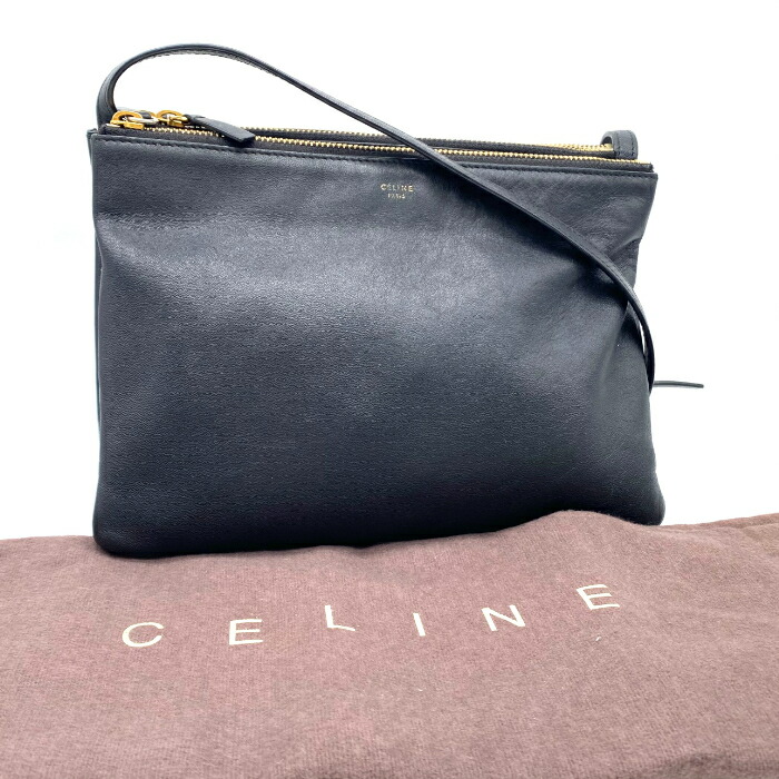 【中古】良品 CELINE セリーヌ 3重協奏曲 ラージ なめし革 肩先 御徒面子 eY10254N