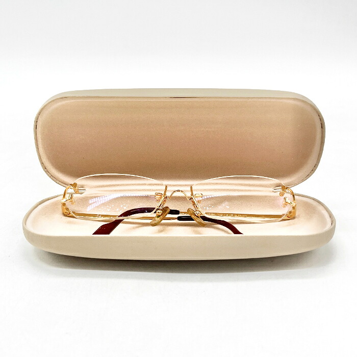 【中古】美品 Cartier カルティエ ダブルポイント 度入り ゴールド メガネ eY10140N｜ブランドビリオン