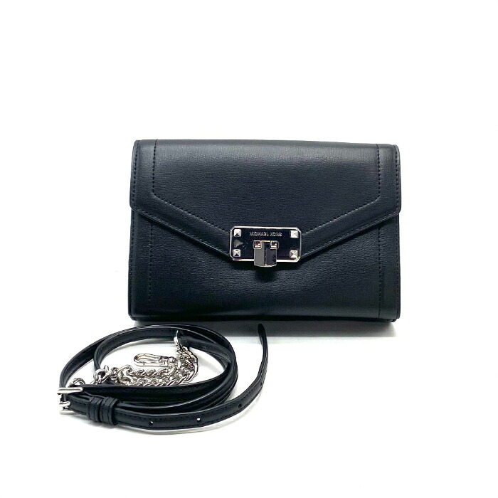 【中古】良品 MICHAEL KORS マイケルコース キンズリー レザー チェーン ショルダー ウォレット fH04152A|ブランドビリオン