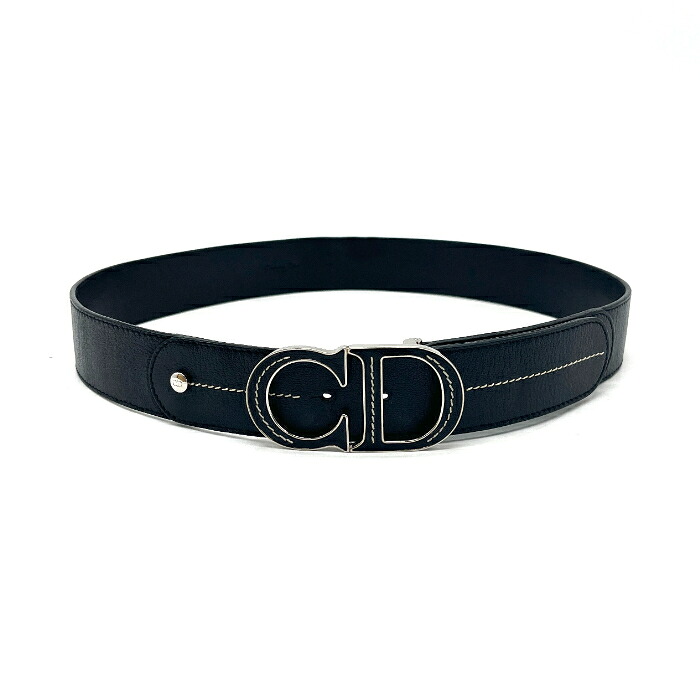【中古】良品 ChristianDior クリスチャン ディオール ロゴ レザー ベルト fY02422N|ブランドビリオン