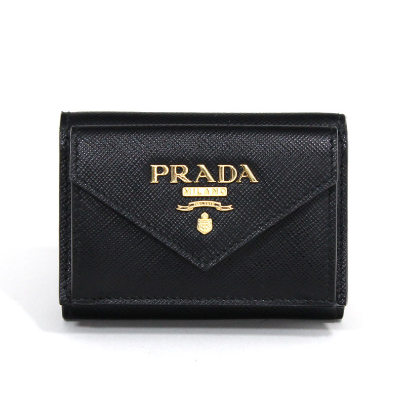 楽天市場 プラダ Prada ミニ財布 3つ折り財布 ブラック サフィアーノレザー 18年aw秋冬新作 Saffiano Letter Nero 1mh021 2e3k F0002 ブランドショップ カンタービレ