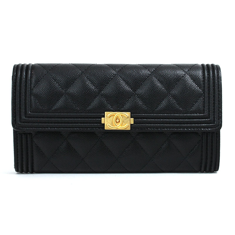 『訳アリ』　　CHANEL ブラックレザー 長財布 CHANEL ブラック レザー 長財布