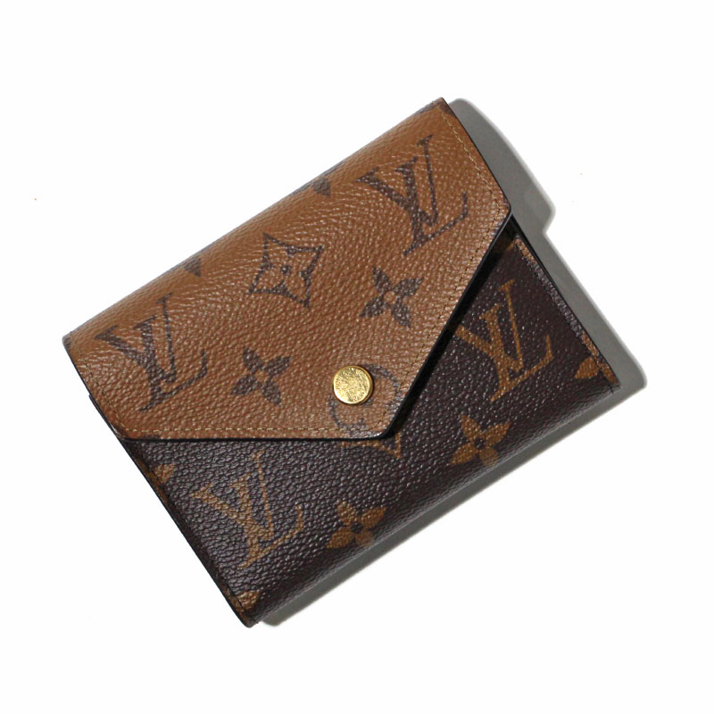ルイヴィトン LOUIS VUITTON 三つ折り銭入れ ミニ銭入れ コンパクトウォレット モノグラム・リバースキャンバス なめし革 ポルトフォイユ･ヴィクトリーヌ レディース ウィメンズ Portfeuille Victorine Compact Wallet Monogram Reverse cambus M81557 差し上げ物