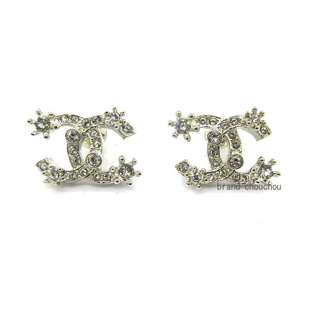 CHANEL CCロゴ ストーンピアス　片方 □シャネル□CHANEL□ピアス□ココマーク□CCマーク□ロゴピアス