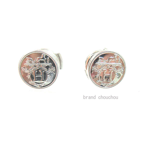 《 新品 》 エルメス エクスリブリス TPM ピアス しろがね色 TPM SV925 箱 シュロの葉 ラッピング [BrandNew] Hermes Exlibris TPM Earrings Silver TPM SV925