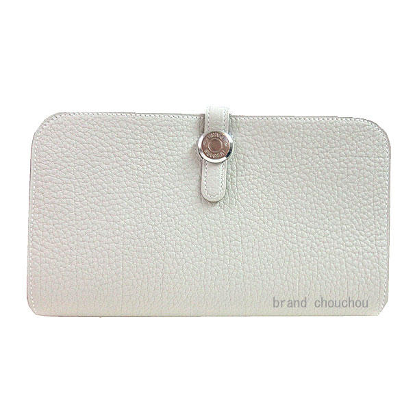 《 新品 》HERMES エルメス ドゴン 二人組 GM トゴ べ米トン しろがね色金具 金入れ K目じるし 箱 シュロの葉 ラッピング 《BrandNew》 HERMES Dogon Duo GM Togo Beton Silver Hardware Wallet K Stamp Box Ribbon Wrapping