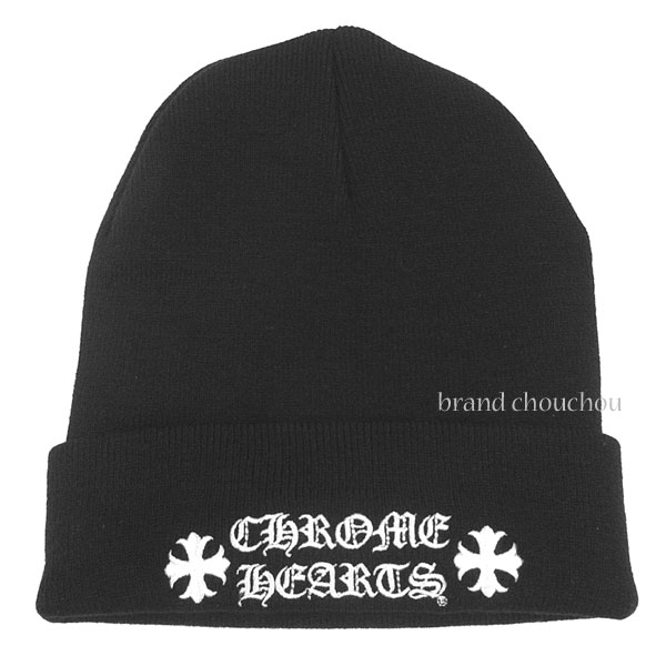 《新品》CHROMEHEARTS クロムハーツ フロントロゴ ワッチキャップ ニット帽 ブラック 黒 ビーニー ショッパー 正規品≪Brand new≫Chrome Hearts Front logo watch cap knit hat black beanie Authentic|brand chouchou