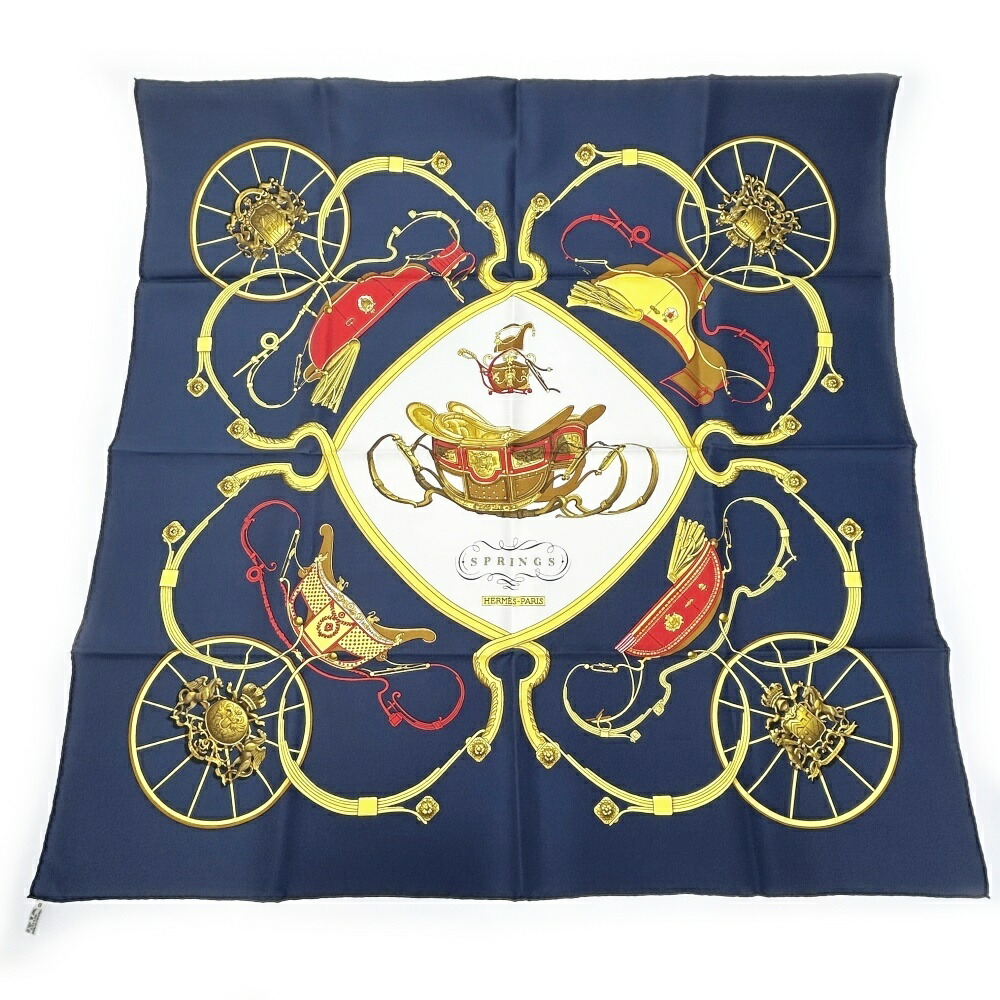 楽天市場】【エルメス】Hermes カレ90 シルクスカーフ SPRINGS 馬車柄
