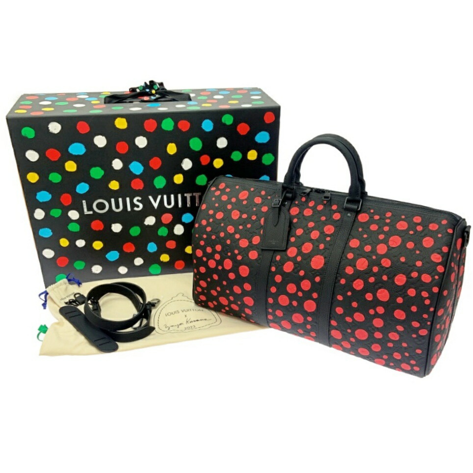 【中古】【箱付き添い人 新品未当て嵌める】 LOUIS VUITTON ルイ・ヴィトン M21674 モノグラム キーポルバンドリエール50 ×草間彌生 黒いこと 395914 ボストンバッグ