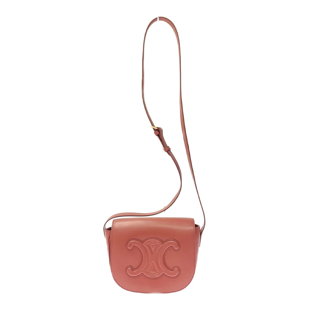 【中古】CELINE セリーヌ レザー フォルコ キュイル トリオンフ ショルダーバッグ リップスティック 408622 ショルダーバッグ