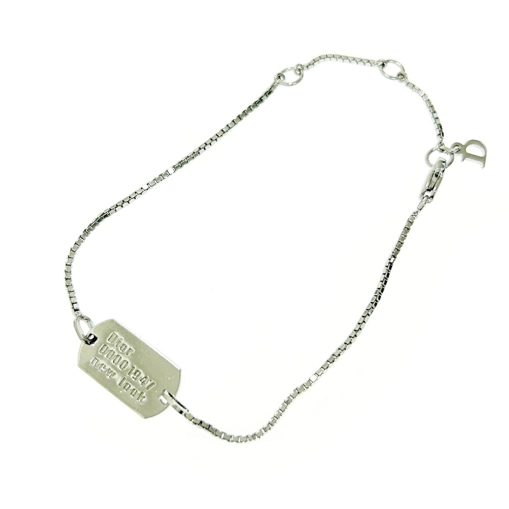 【中古】【箱付き添い人】 Christian Dior ディオール 金属元素 ドッグタグ 一皿 腕輪 しろがね色 412180 腕輪 ジュエリー・アクセサリー-ブレスレット