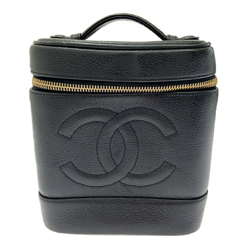 【中古】CHANEL シャネル キャビアひと肌 バニティバッグ 黒いこと 424897 ハンドバック