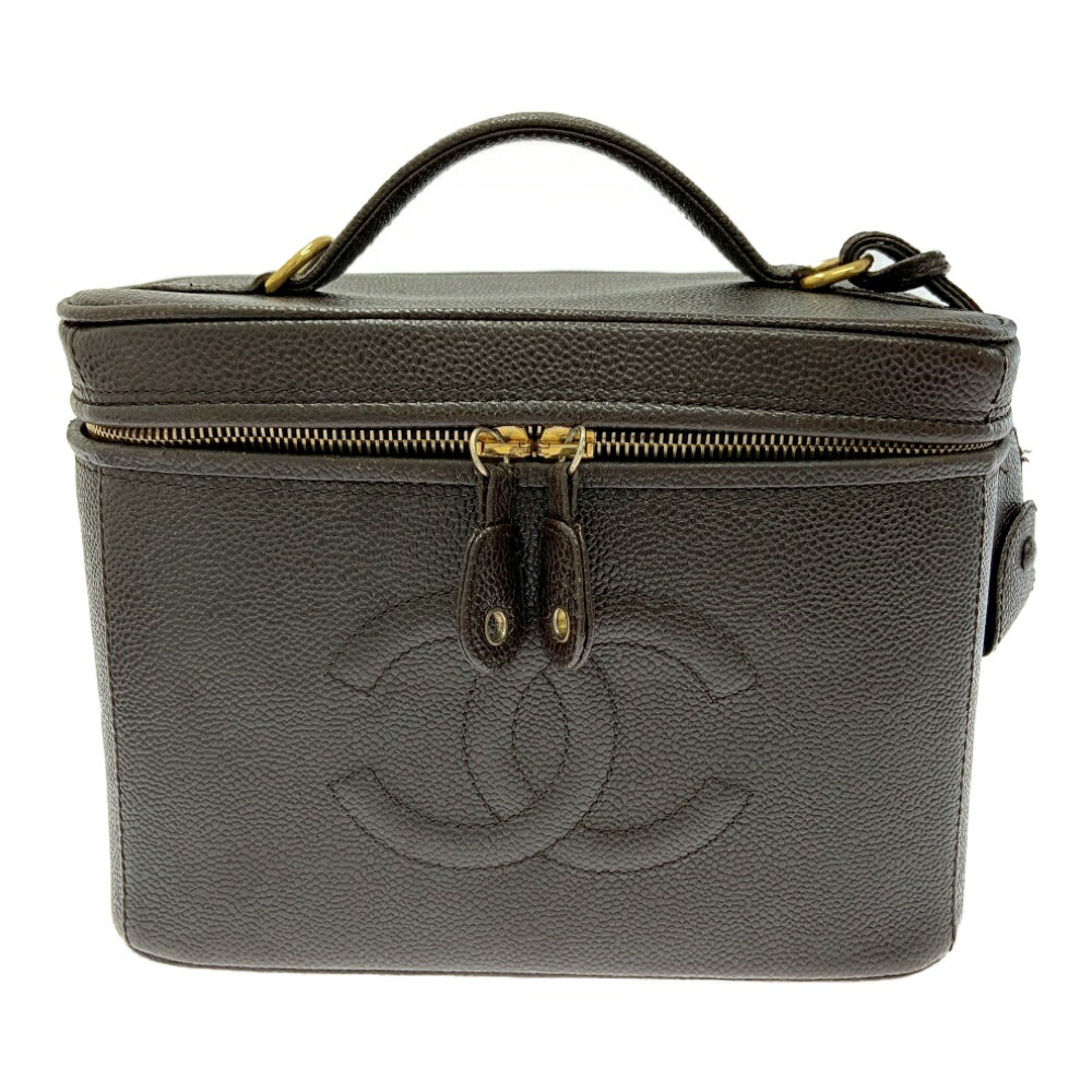 【中古】CHANEL シャネル キャビア人はだ 2WAY バニティバッグ 赤銅色 424966 ハンドバック