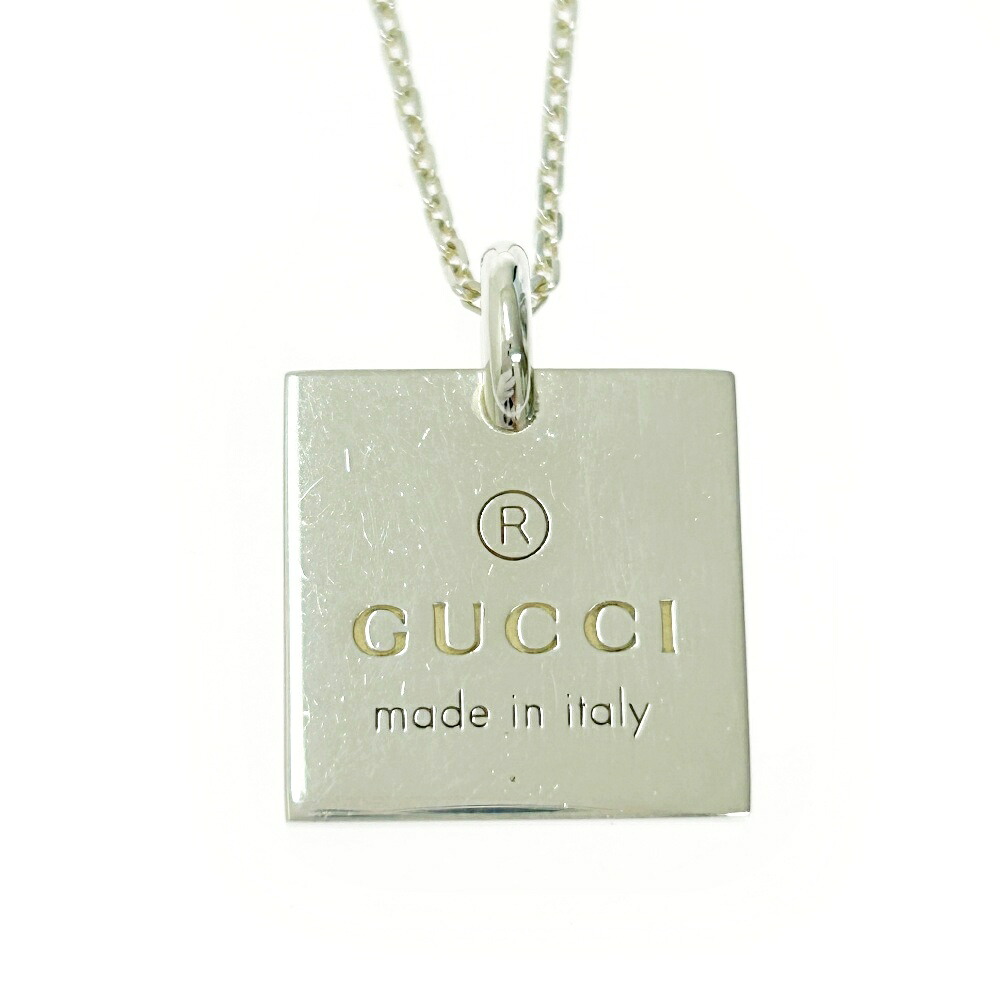 楽天市場】【中古】GUCCI グッチ シルバー ロゴ スクエア ネックレス