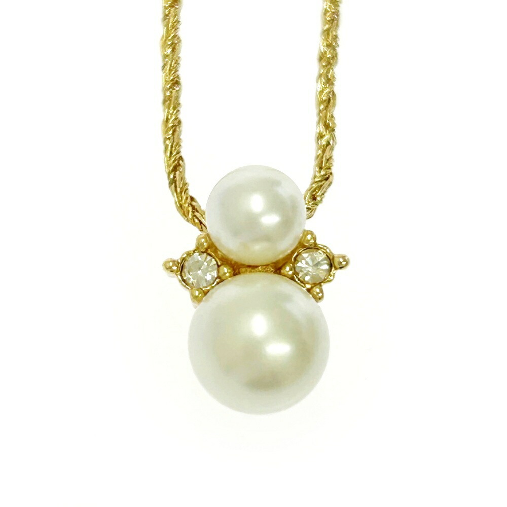 Christian Dior フェイクパール ネックレス 大粒 ゴールド金具 Christian Dior クリスチャンディオール 30モンテーニュ CDロゴ