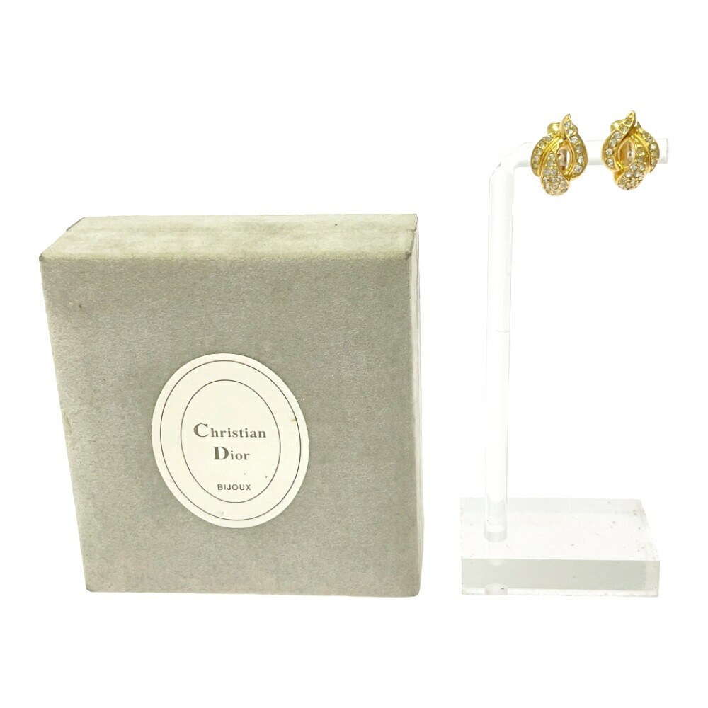 【中古】【箱付き】 Christian Dior クリスチャンディオール GP ラインストーン イヤリング レディース ゴールド 434882 イヤリング