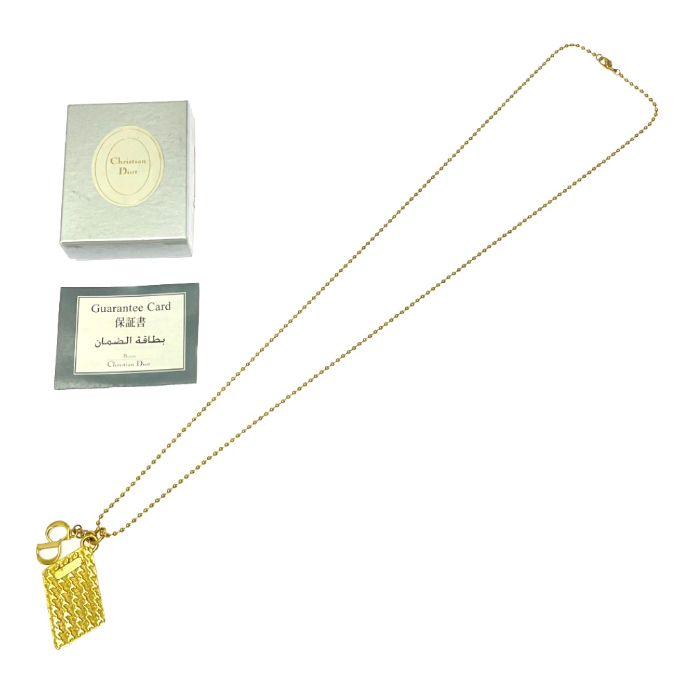 【中古】【箱付き】 Christian Dior クリスチャンディオール GP CDロゴ 千鳥格子プレート ネックレス ゴールド 440392 ネックレス｜ブランドショップ　カラー